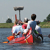 Fernsehteam im 10er-Mannschaftkanadier