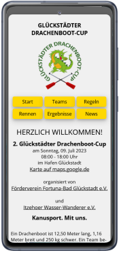 Web App zum Glückstädter Drachenboot-Cup: Rennplan & Ergebnisse...