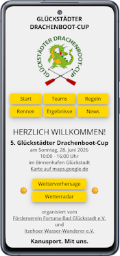 Web App zum Gl&uuml;ckst&auml;dter Drachenboot-Cup: Rennplan & Ergebnisse...