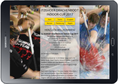 Web App zum Itzehoer Drachenboot Indoor-Cup: Rennplan & Egebnisse...
