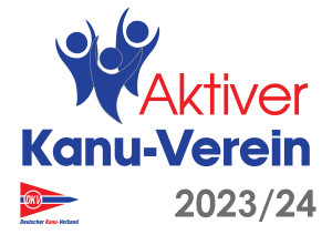 Schild: 'Aktiver Kanu-Verein 2023-2024'
