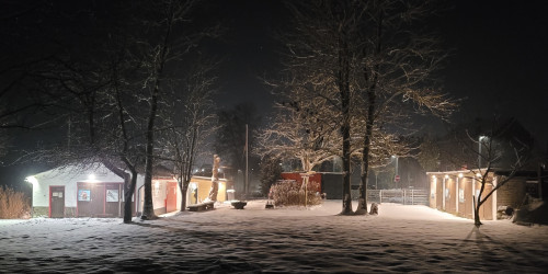 Unser Bootshaus im Schnee