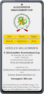 Web App zum Gl&uuml;ckst&auml;dter Drachenboot-Cup: Rennplan & Ergebnisse...