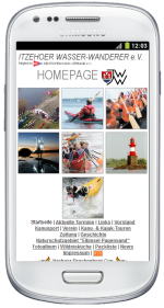 Internetseiten der It­ze­ho­er Was­ser-Wan­de­rer auf einem Smartphone