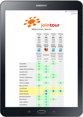 Tablet mit Terminplaner JoinTour