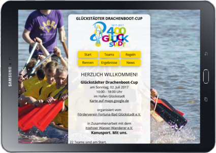 Web App zum Glückstädter Drachenboot-Cup