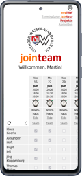 Smartphone mit Ter&shy;min&shy;pla&shy;ner JoinTeam