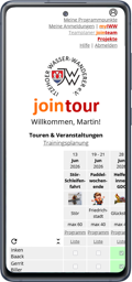 Smartphone mit Ter&shy;min&shy;pla&shy;ner JoinTour