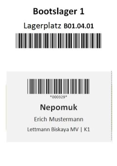 Lagerplatzkarte für ein belegtes Bootslager