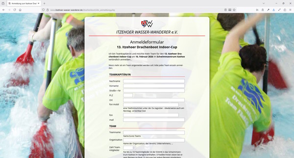 Screenshot Anmeldung Itzehoer Drachenboot Indoor-Cup