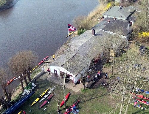 Bootshaus der Itzehoer Wasser-Wanderer e.V. (Luftaufnahme)